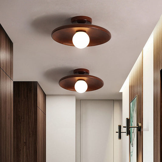 Wood Accent Round Ceiling Light