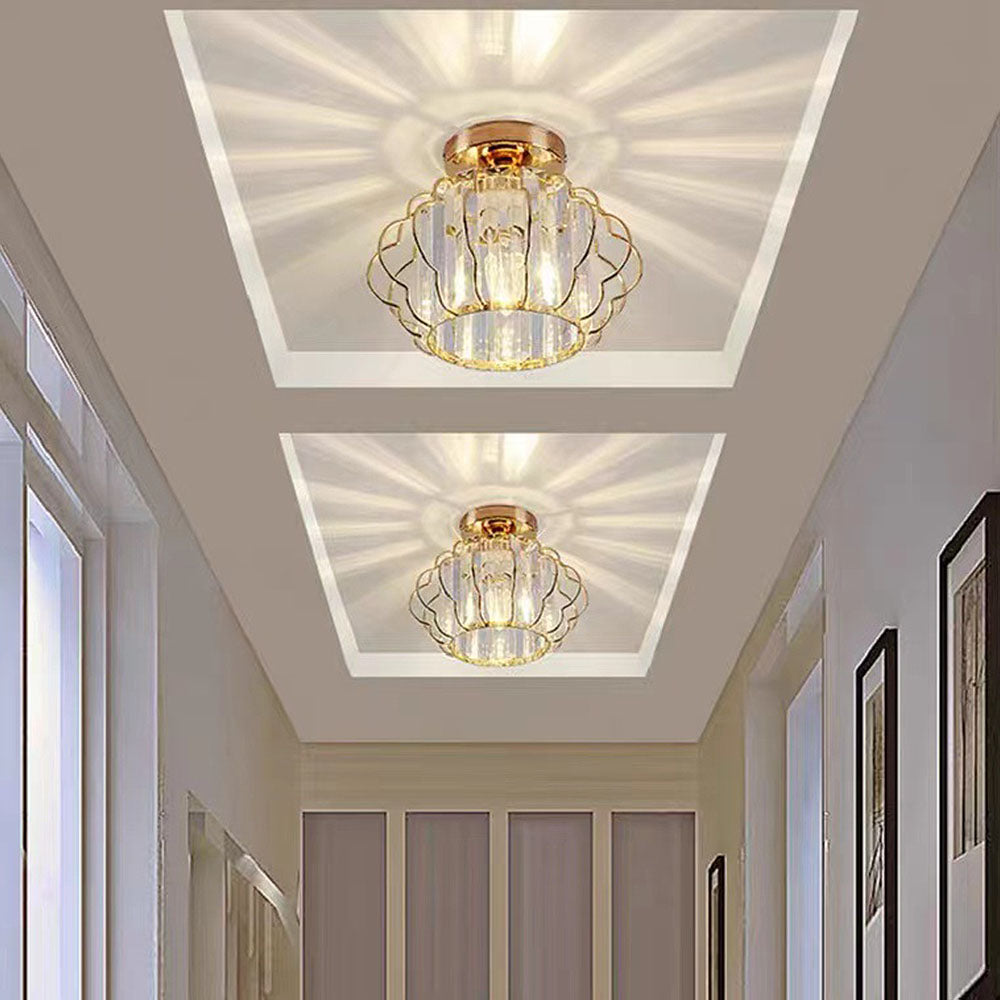 Gold Crystal Flush Ceiling Light