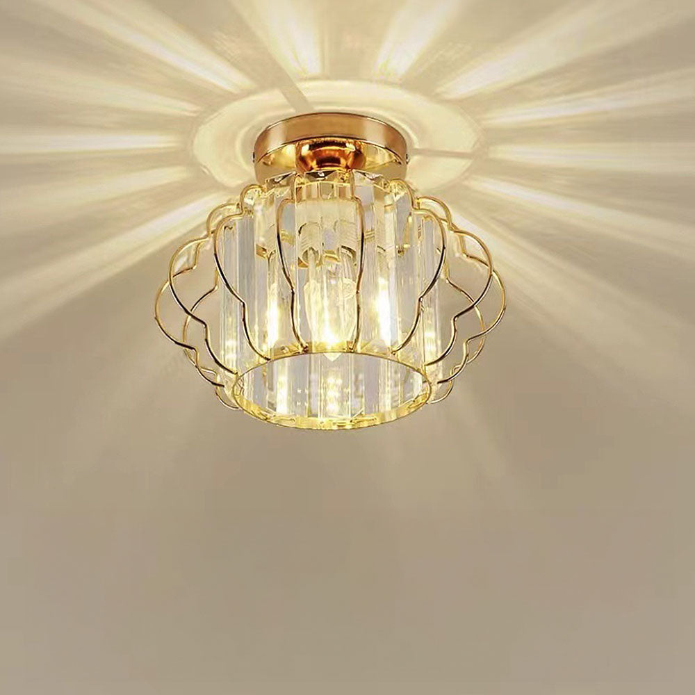 Gold Crystal Flush Ceiling Light