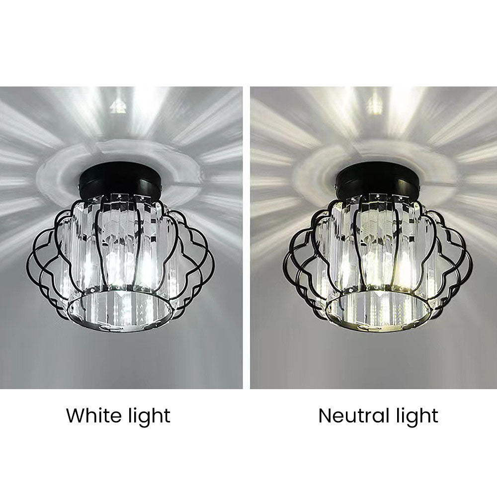 Gold Crystal Flush Ceiling Light