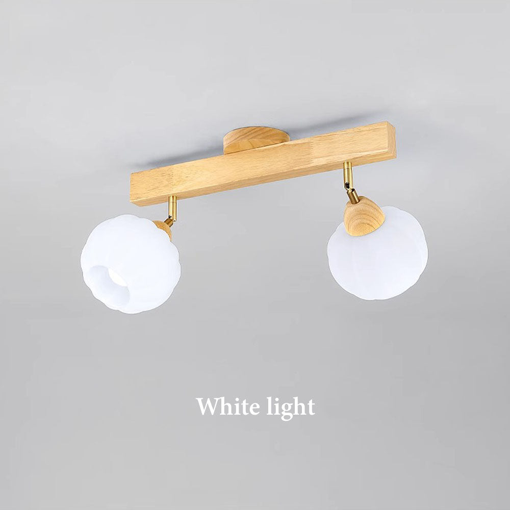 Minimalist Cream and Wood Ceiling Spotlight