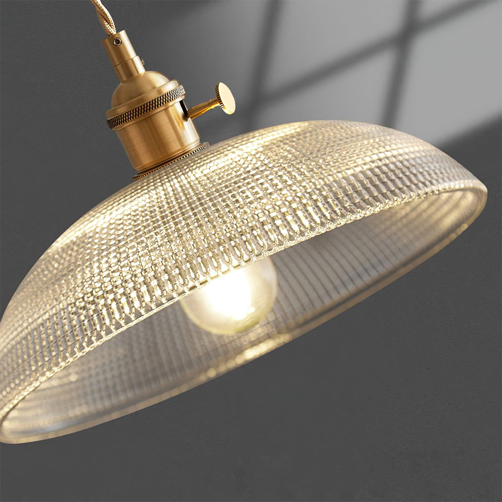 Ribbed Glass Retro Pendant