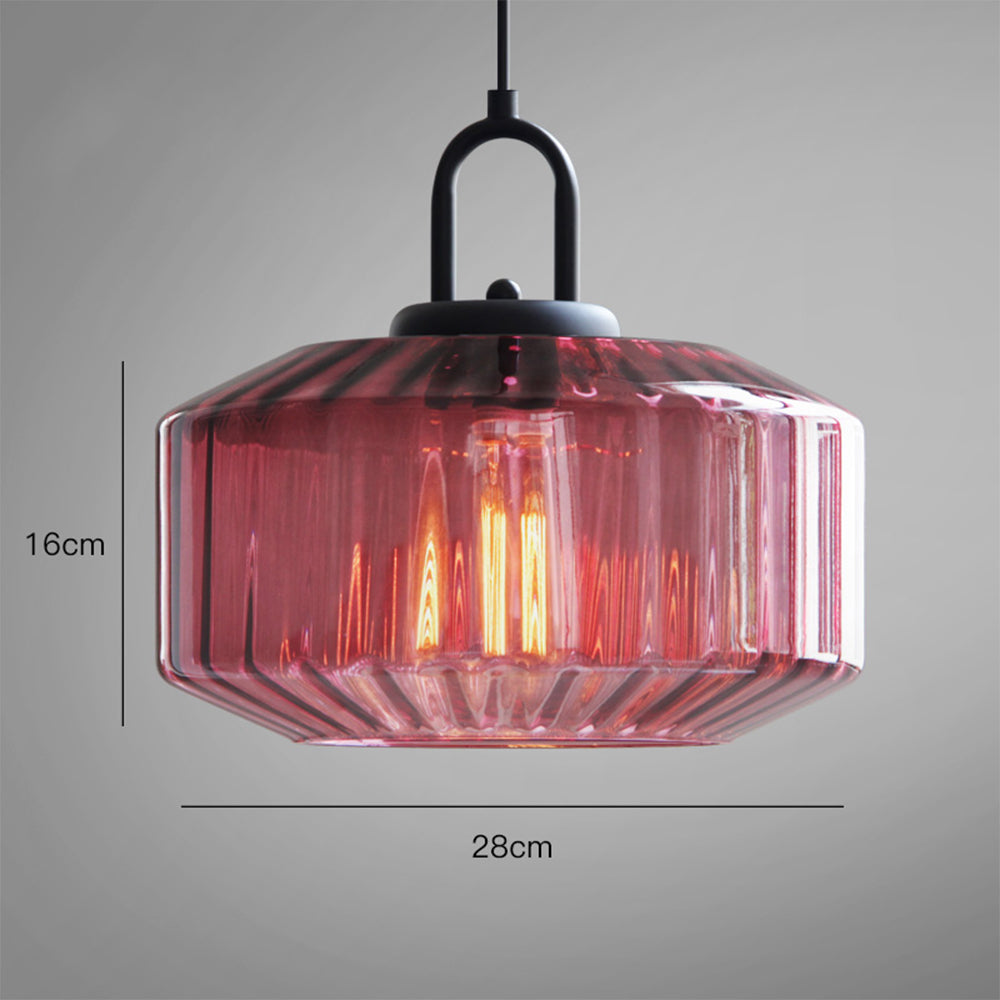 Retro Ribbed Glass Pendant