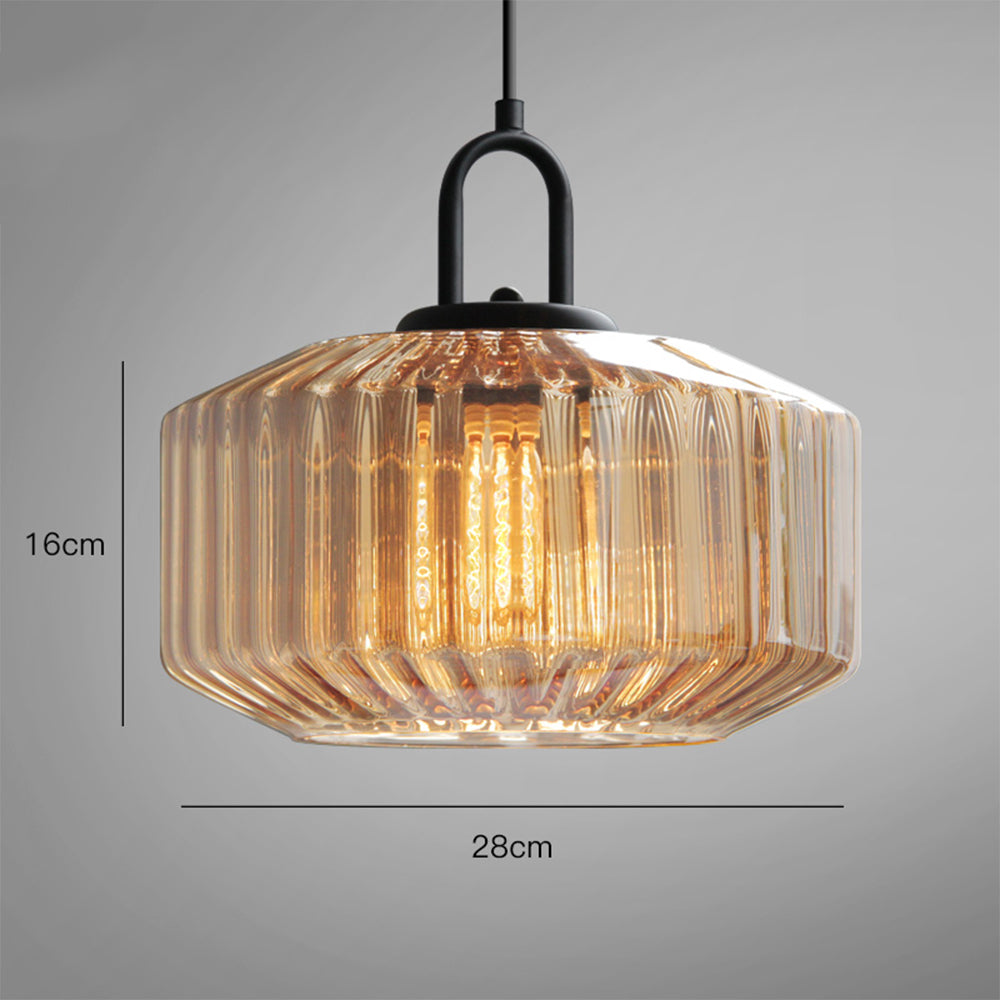 Retro Ribbed Glass Pendant