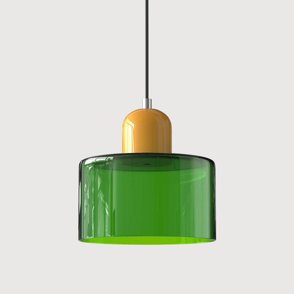 Small Glass Pendant Lamp in Bauhaus Style