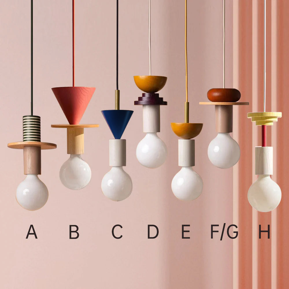 Opal Glass & Wood Pendant Light