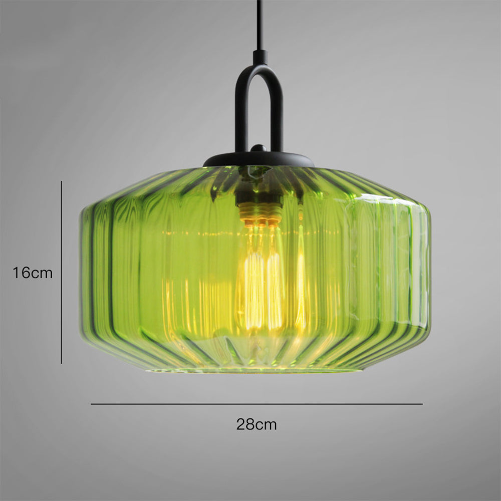 Retro Ribbed Glass Pendant