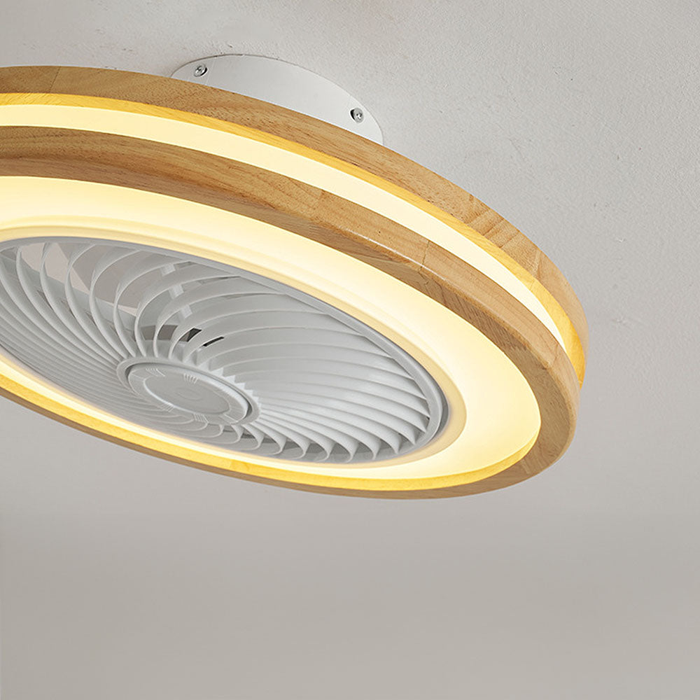 Modern Round Wood LED Ceiling Fan Light