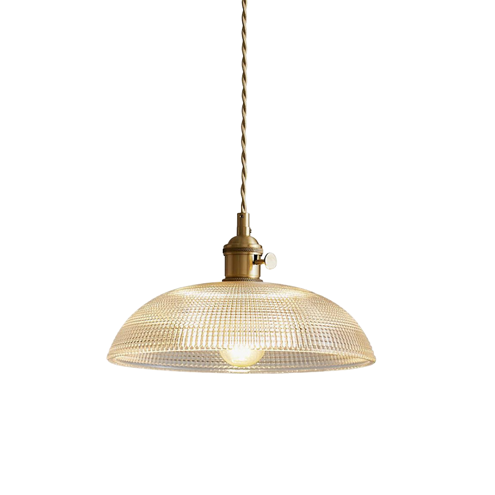 Ribbed Glass Retro Pendant