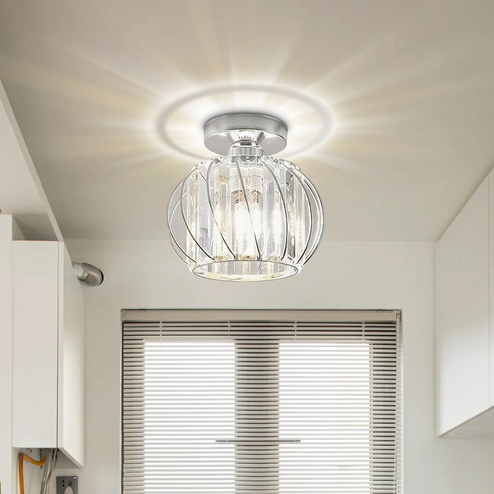 Black Ceiling Light with Glass Shade