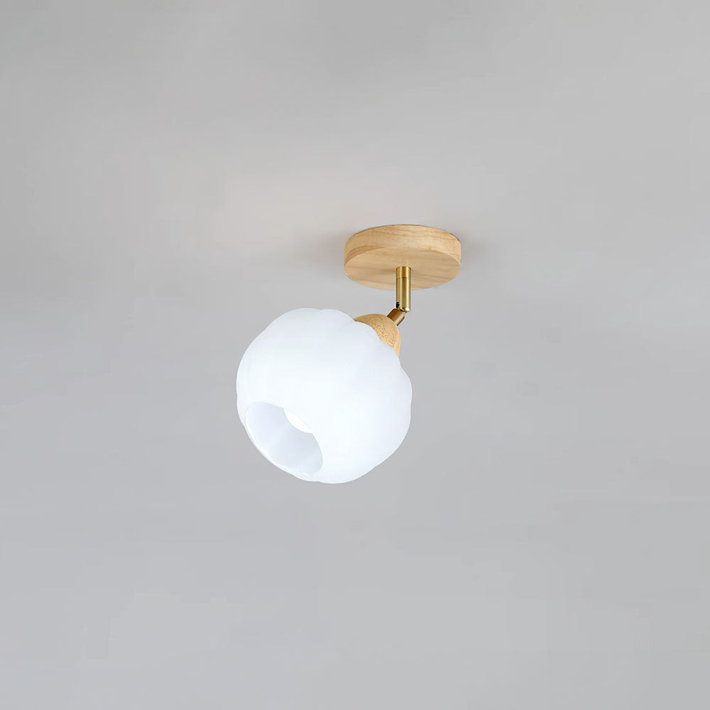 Minimalist Cream and Wood Ceiling Spotlight