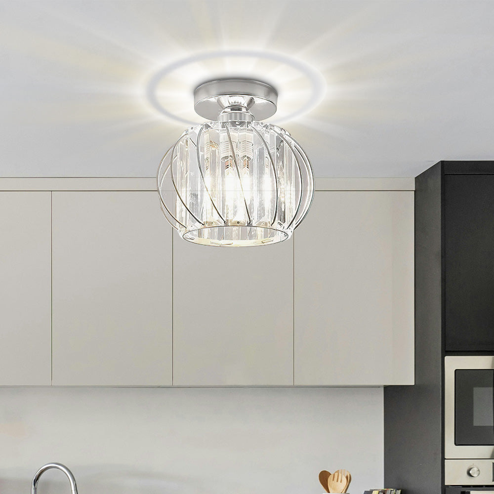 Black Ceiling Light with Glass Shade