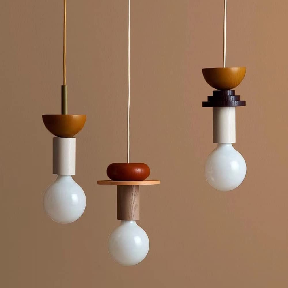 Opal Glass & Wood Pendant Light