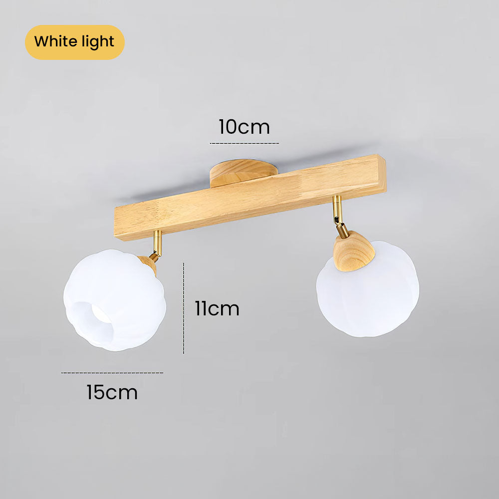 Minimalist Cream and Wood Ceiling Spotlight