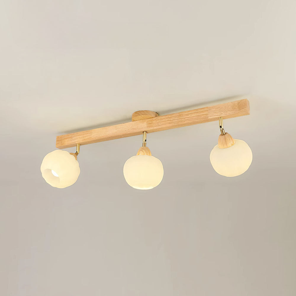 Minimalist Cream and Wood Ceiling Spotlight