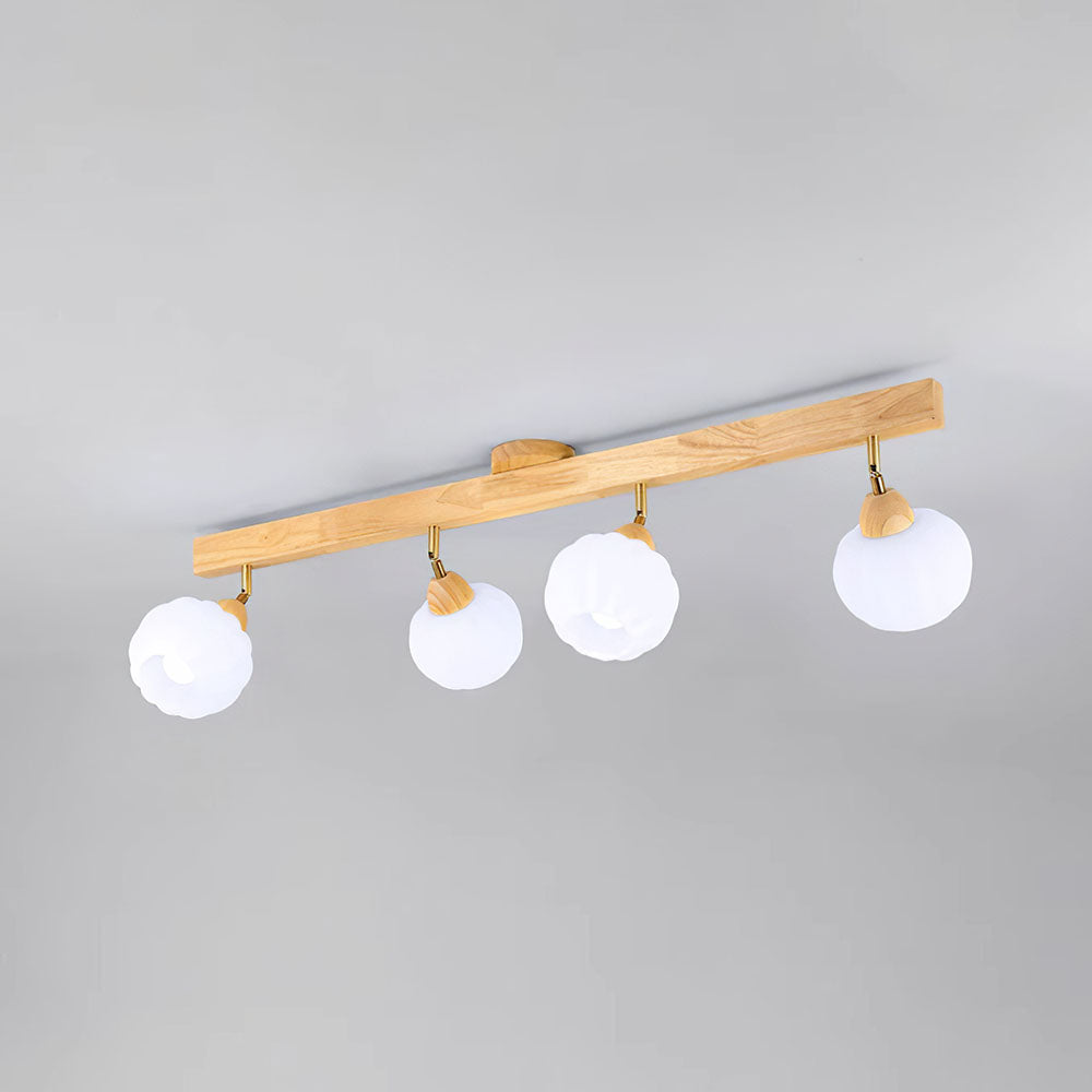 Minimalist Cream and Wood Ceiling Spotlight