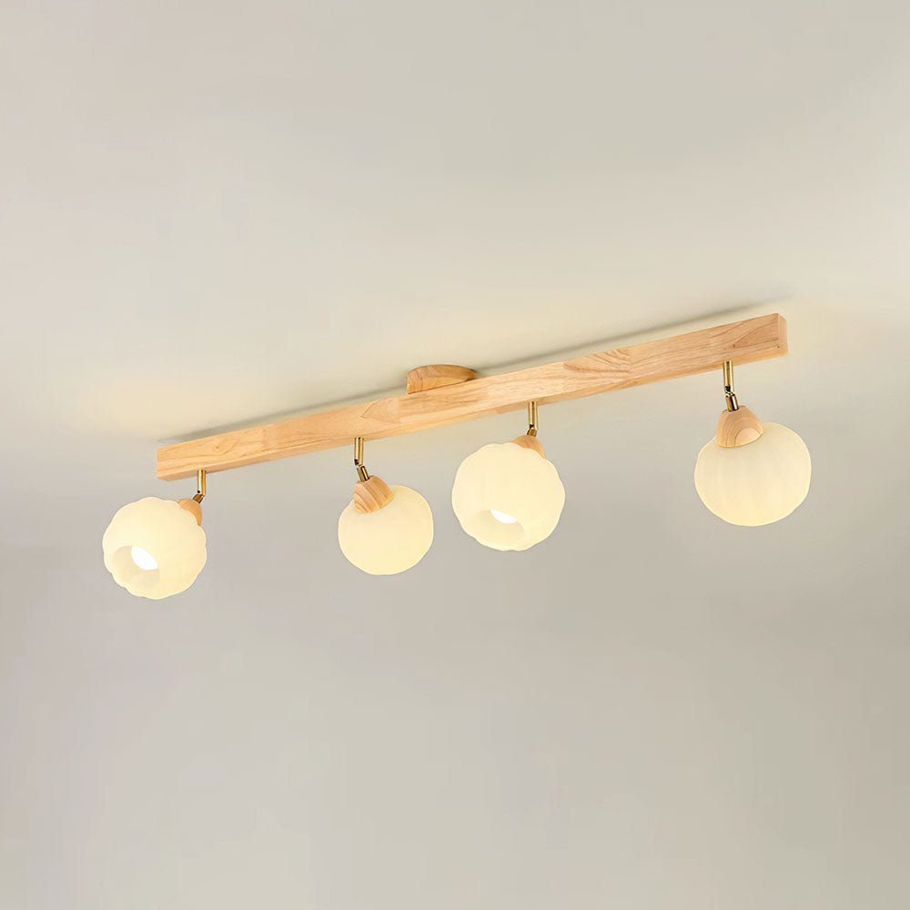 Minimalist Cream and Wood Ceiling Spotlight