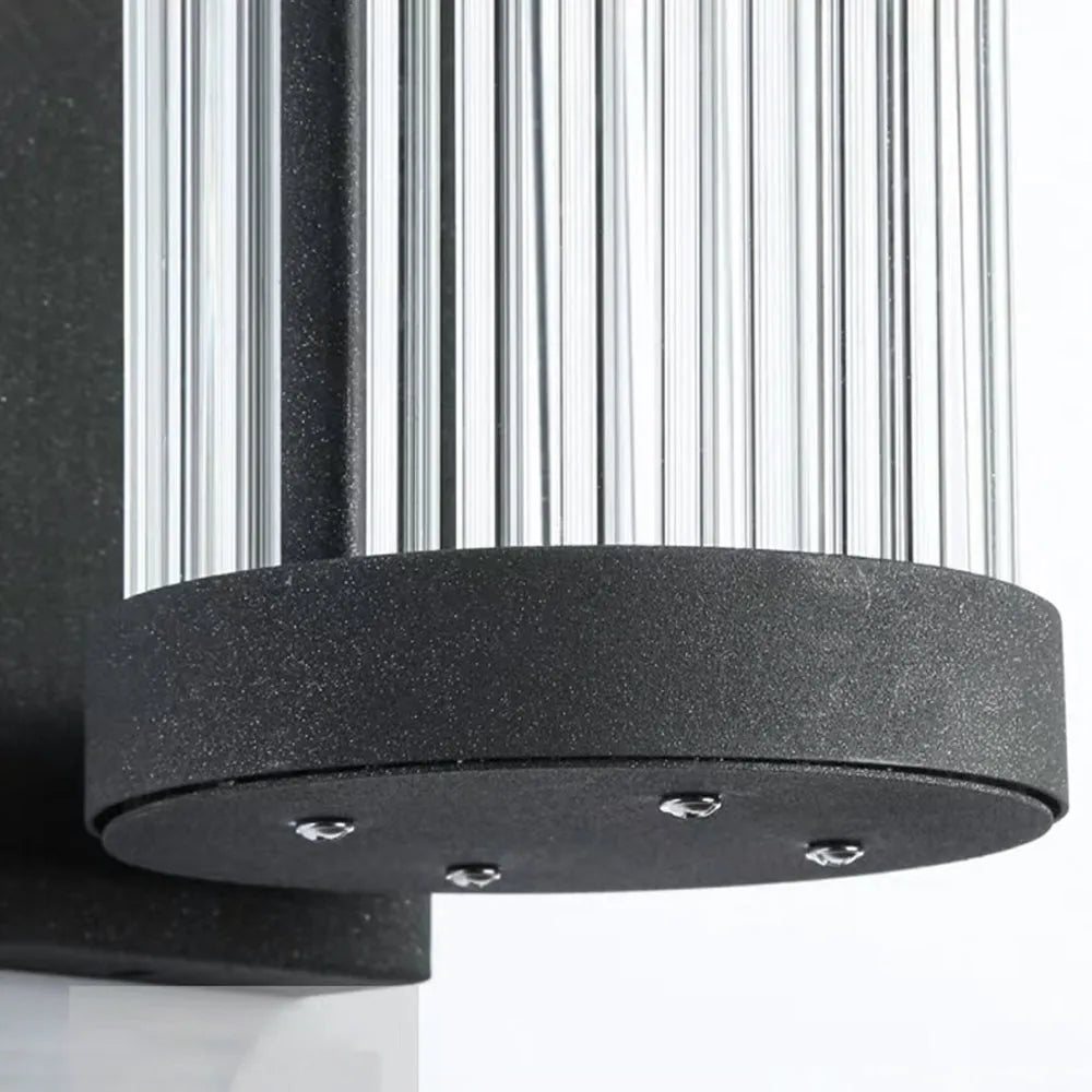 Modern Semi-Cylindrical Metal/Glass Outdoor Wall Lamp