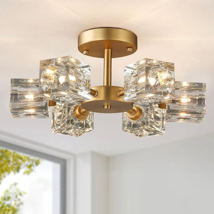 Crystal Drop Gold Bedroom Light