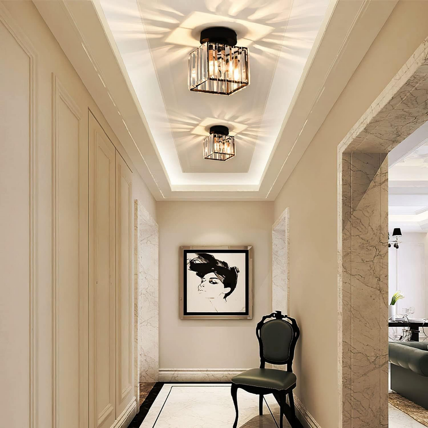 Set of 2 Crystal Ceiling Lights