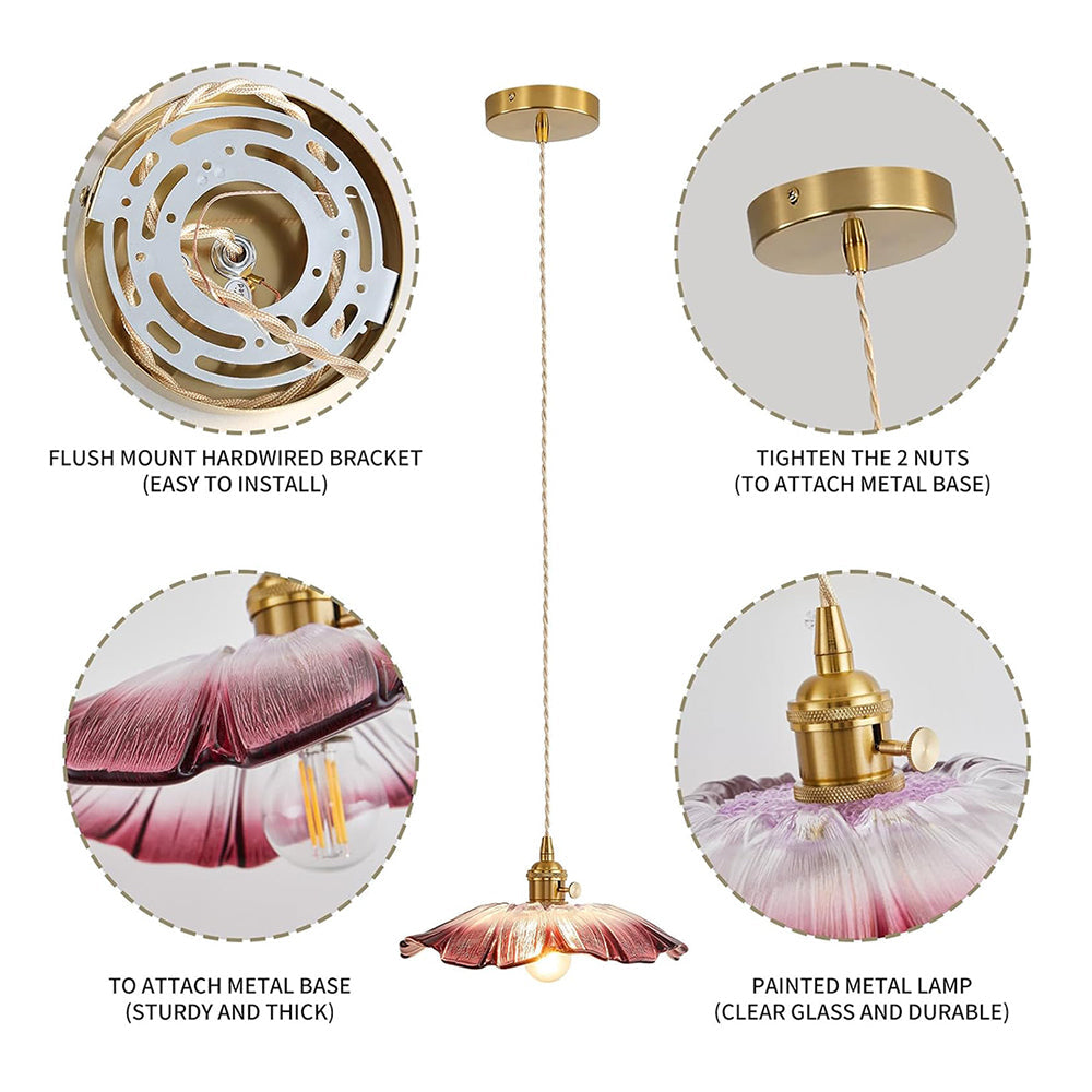 Retro Flower Glass Pendant Light