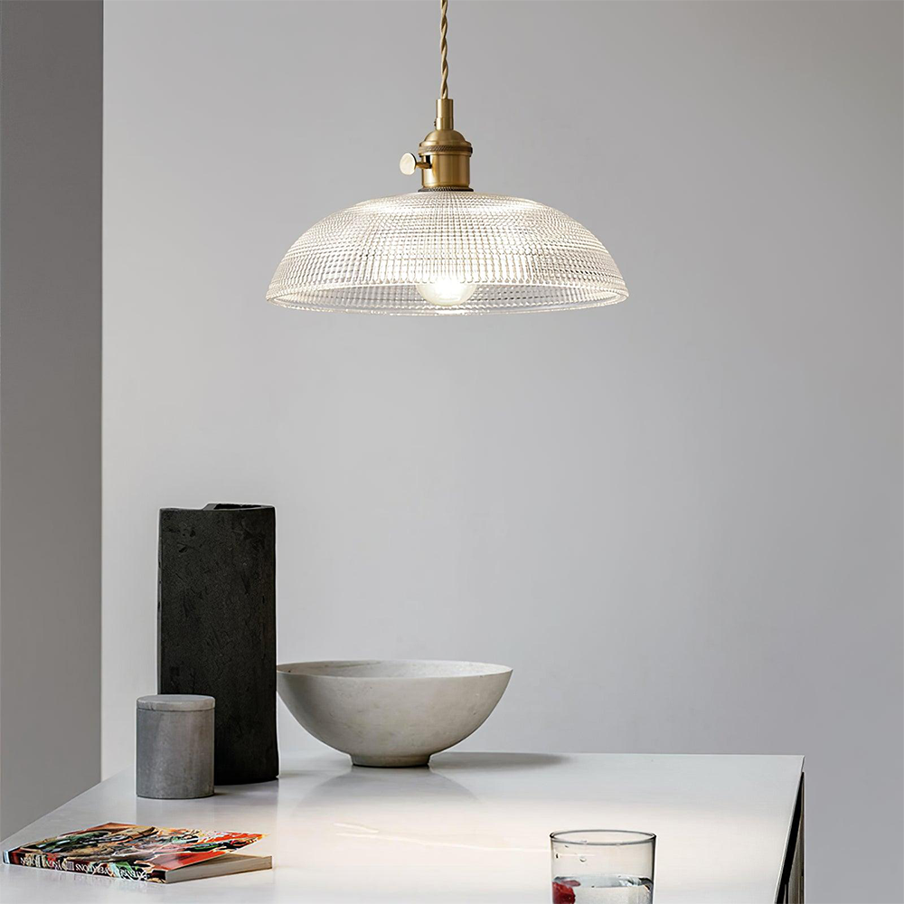 Ribbed Glass Retro Pendant