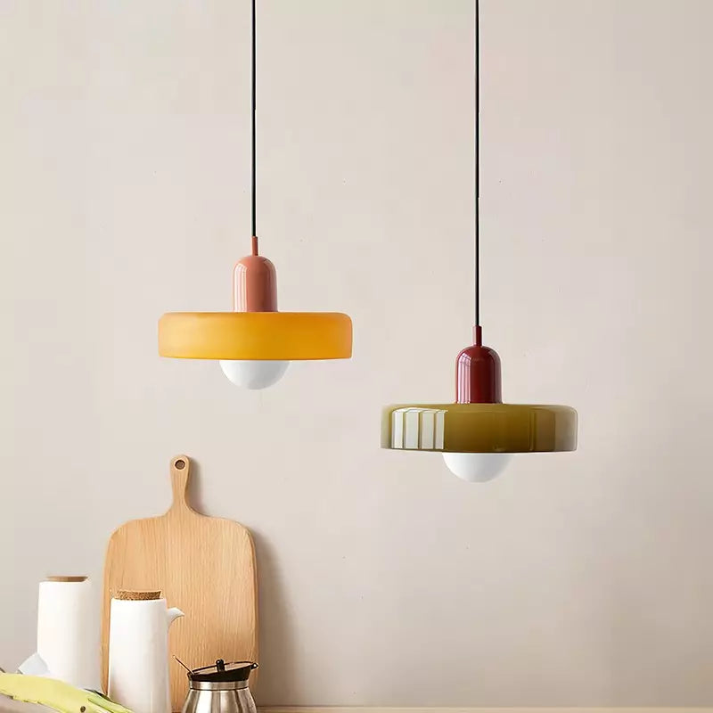 Colorful Bauhaus Glass Pendant
