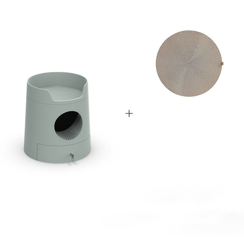 2-in-1 Kattenbak met Gratis Krabmat – Kasteeldesign