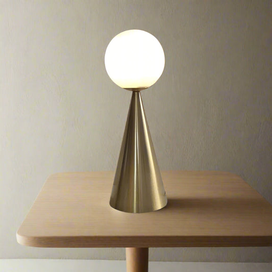 Amber Cone Glass Table Lamp