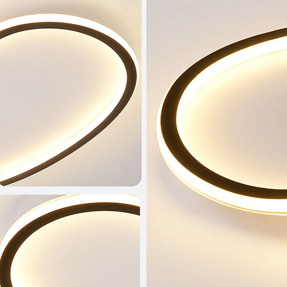 Nordic-Inspired Black Oval Flush Light