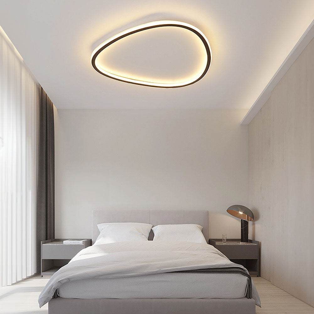 Nordic-Inspired Black Oval Flush Light