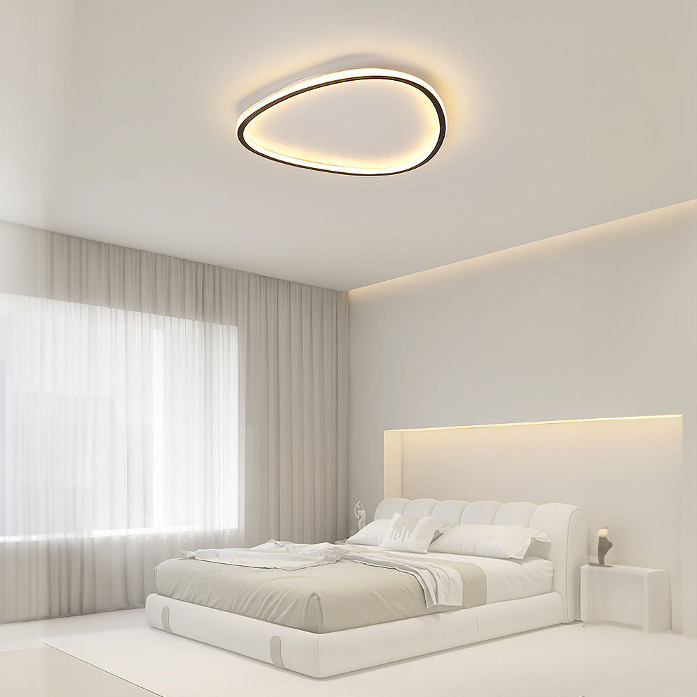Nordic-Inspired Black Oval Flush Light