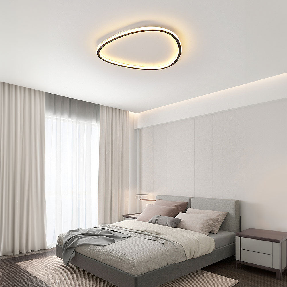 Nordic-Inspired Black Oval Flush Light