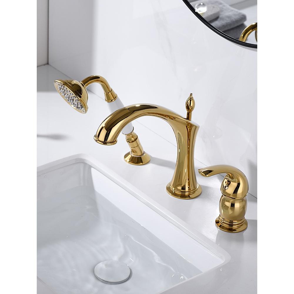 Marvistelle Art Deco Polished Gold 2-in-1 Basin Mixer & Handshower Set