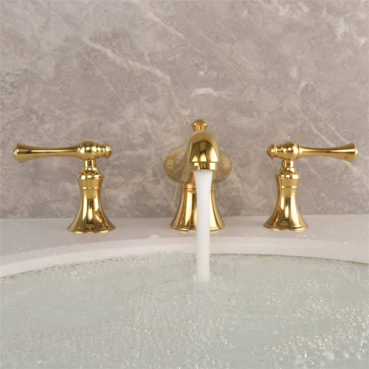 Golveran Art Deco Polished Gold Widespread Basin Mixer Tap