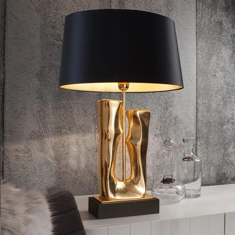 Designer Stone and Metal Table Lamp