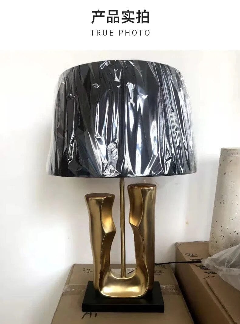 Designer Stone and Metal Table Lamp