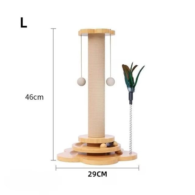 Natuurlijke Houten Krabpaal met Speelgoed voor Katten