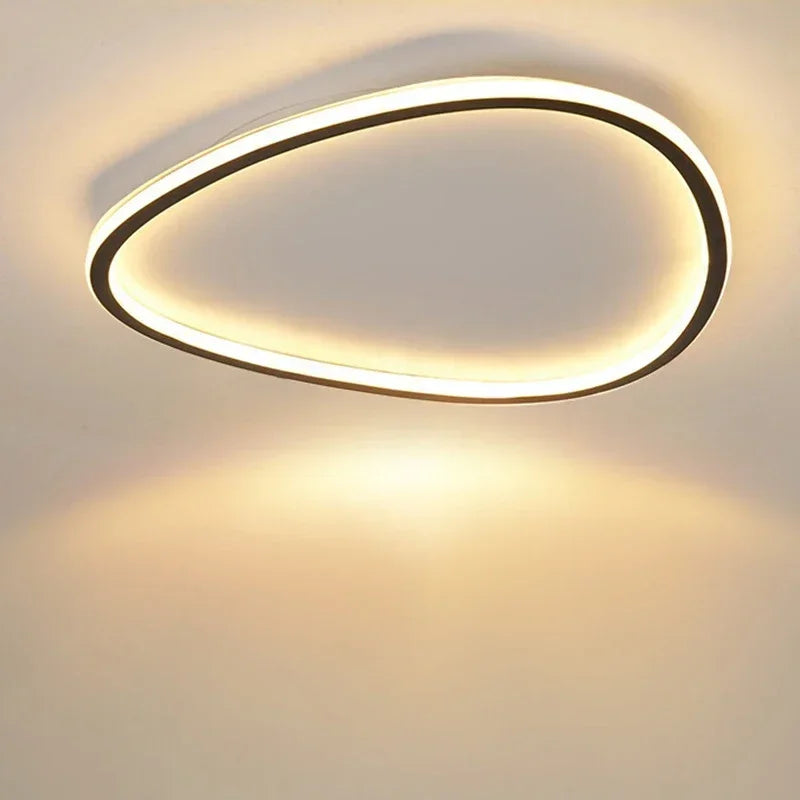Nordic-Inspired Black Oval Flush Light