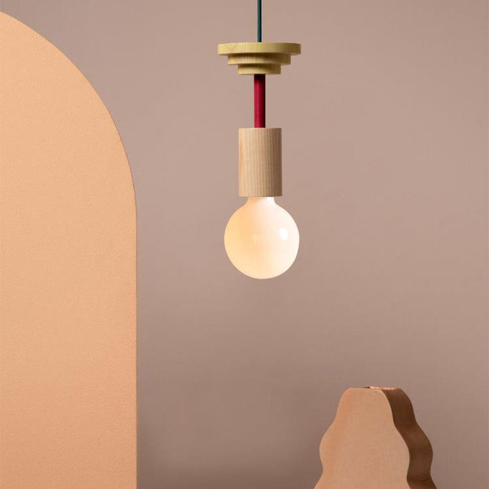 Opal Glass & Wood Pendant Light