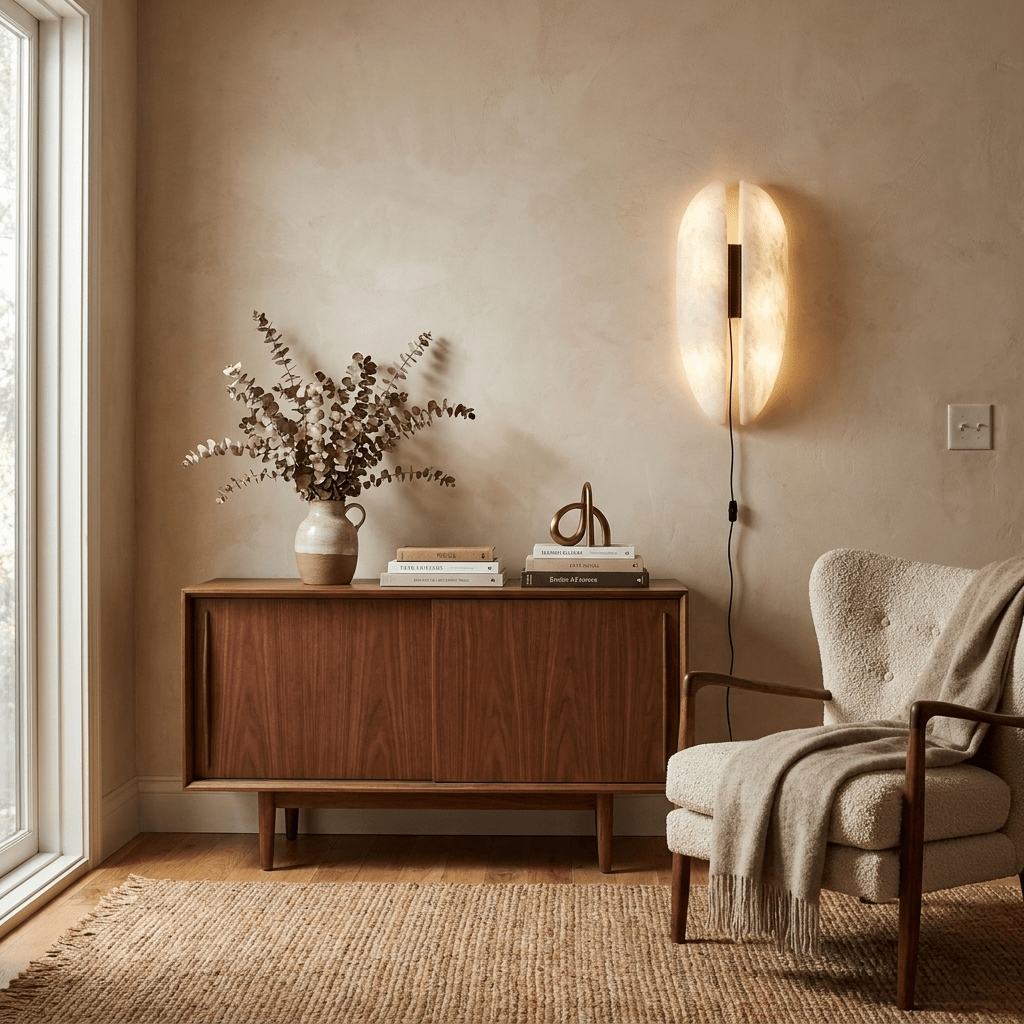 Alabaster Panel Plug-In Sconce