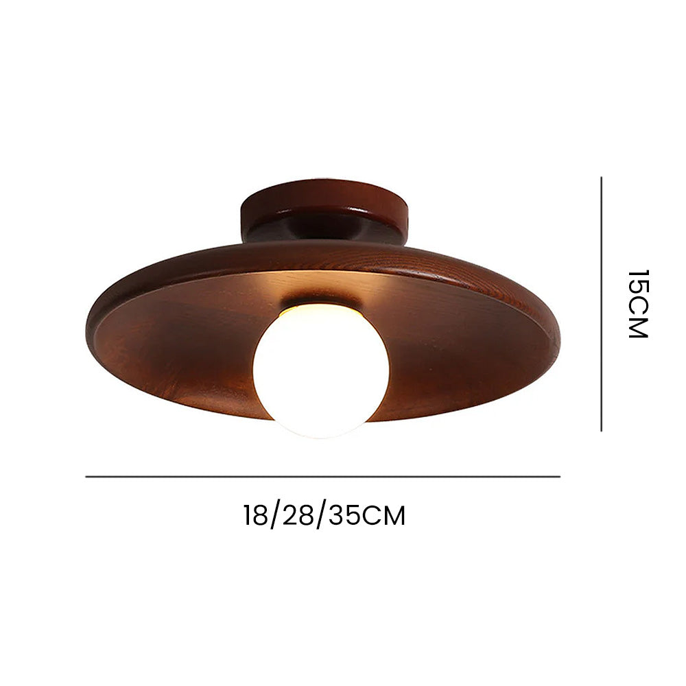 Wood Accent Round Ceiling Light