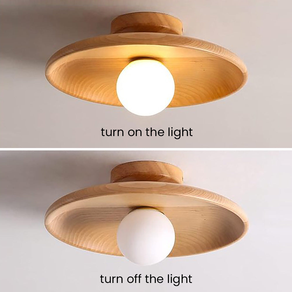Wood Accent Round Ceiling Light