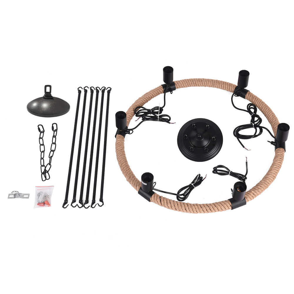 Rustic Rope Wheel Chandelier