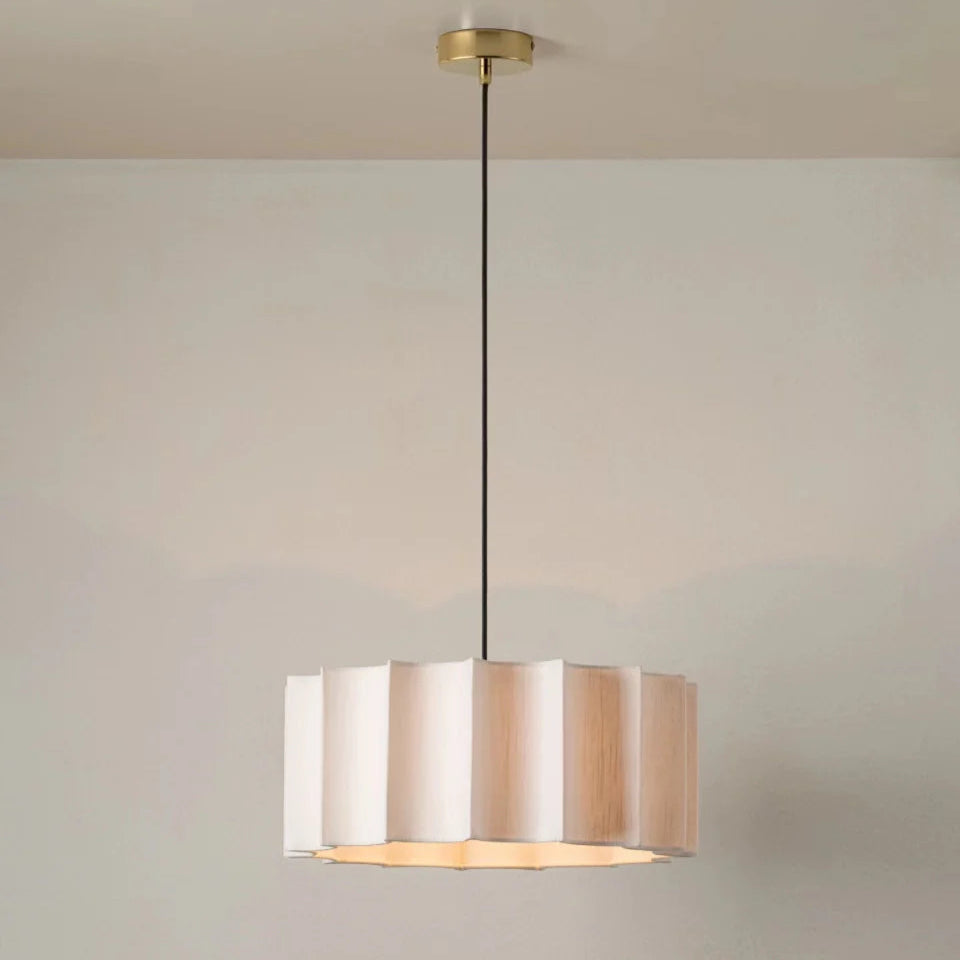 White Scalloped Linen Lampshade