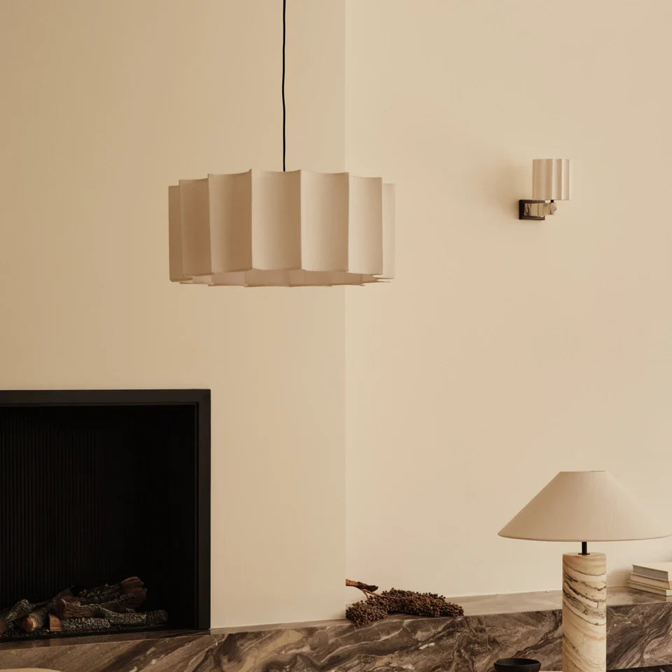White Scalloped Linen Lampshade