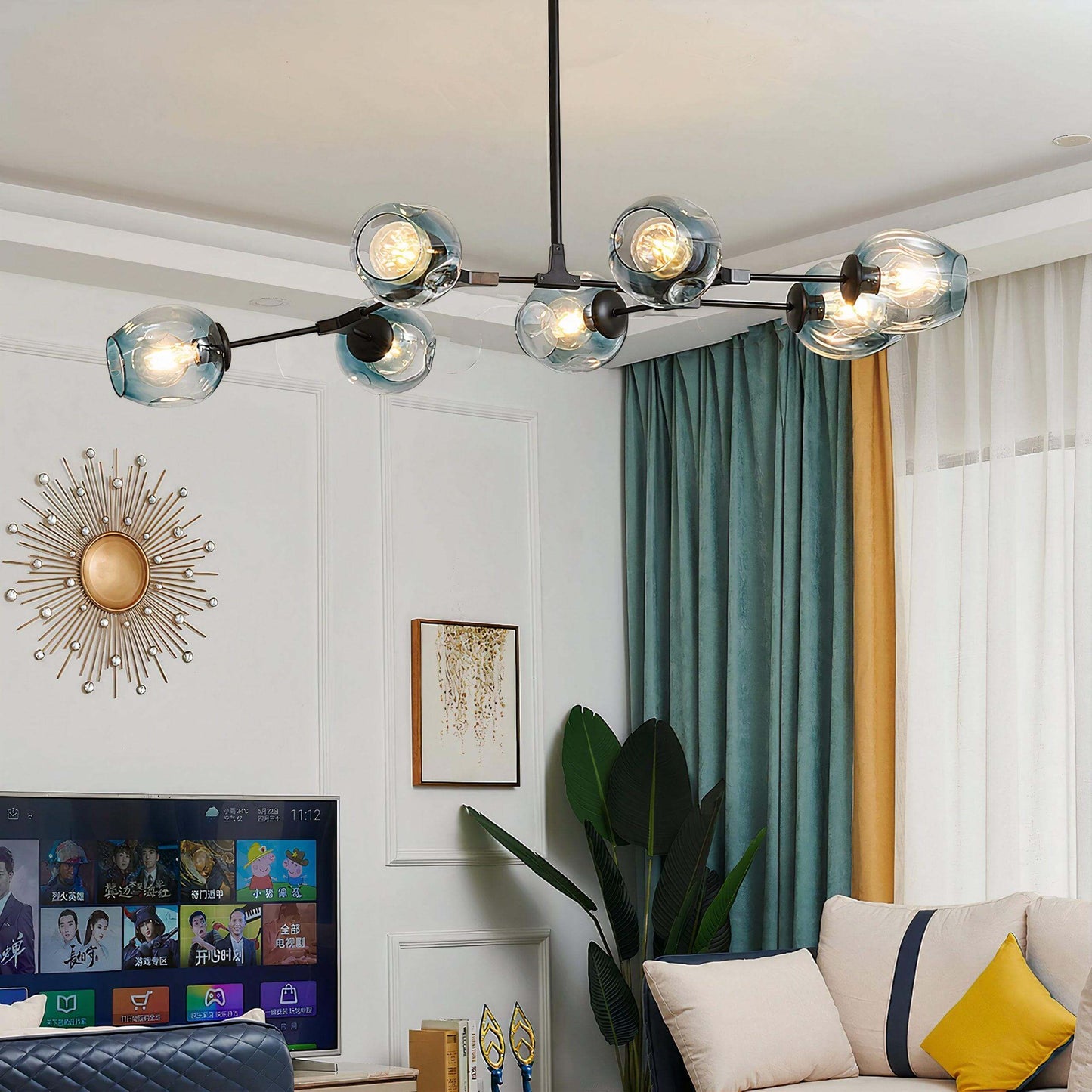 Branched Globe Glass Chandelier