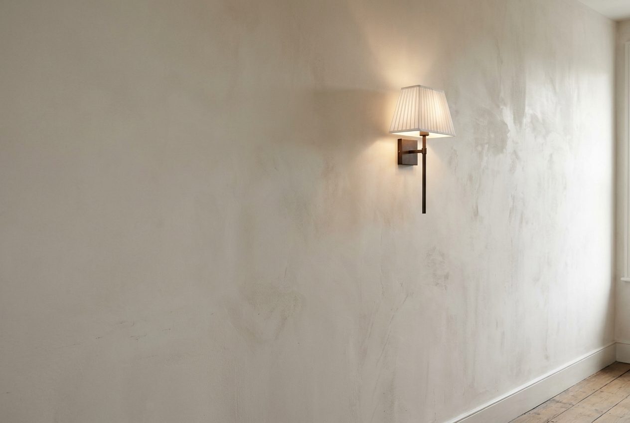 Pleated linen wall sconce in daylight