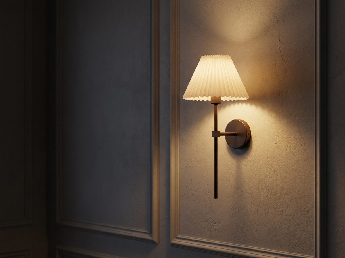 The same sconce lit in the evening