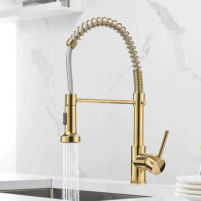 Modern Kitchen Faucet with Pull-Down Spring Sprayer